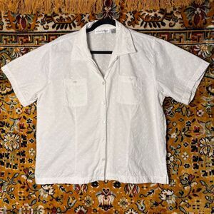 90s VTG Allyson Whitmore Raised Swiss Dot Embroidered White Shirt XL 100% Cotton